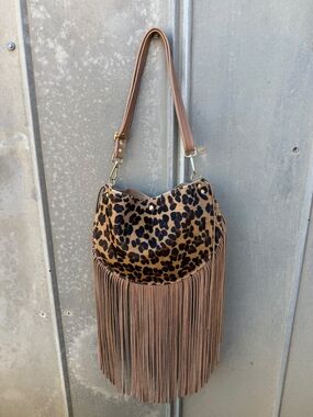 🐆 Handmade Leopard Cowhide Fringe Crossbody — $150